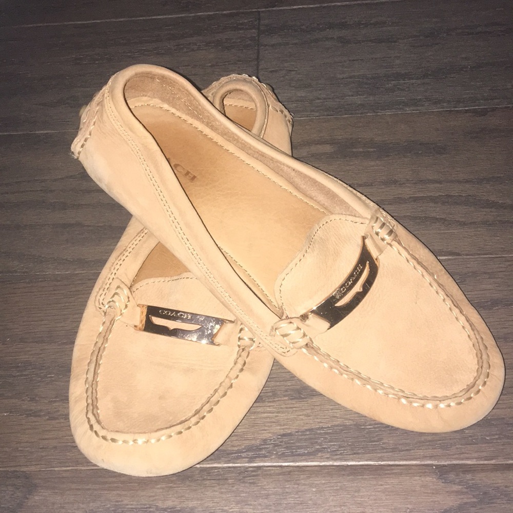 Tan Coach leather loafers